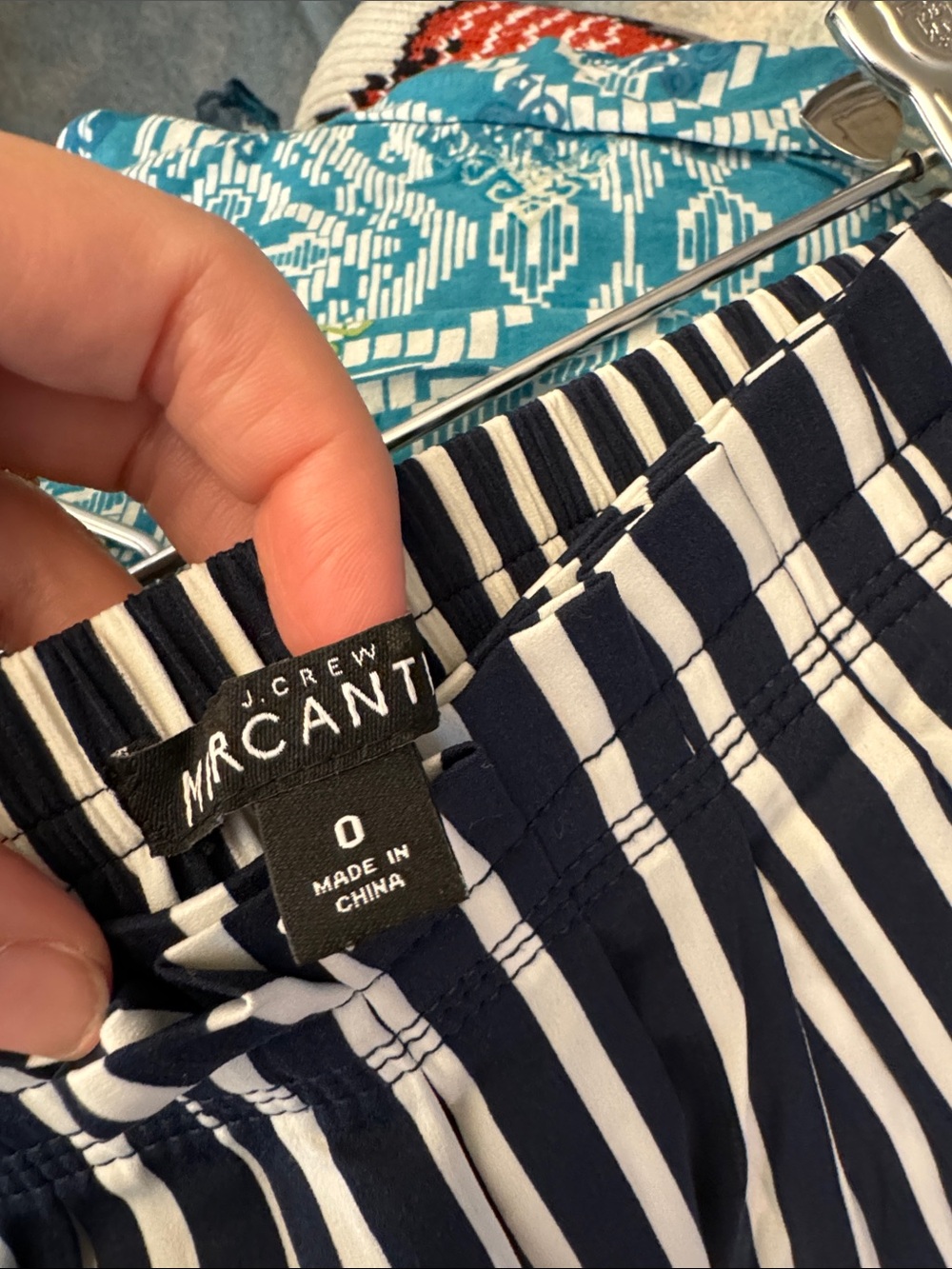 J. Crew Navy and White Vertical Stripe A-Line Skirt - Picture 3 of 3